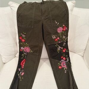 Anthropologie Olive Green Denim Jeans with Branded Waist Label